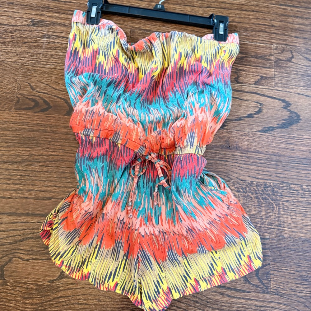 Angie Multicolor Strapless shorts romper